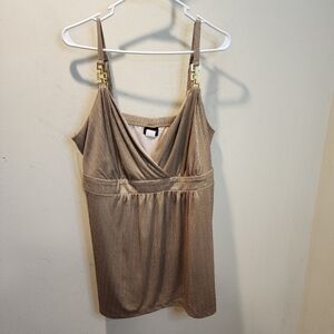 TORRID Gold Sleeveless Draped Top Size 3